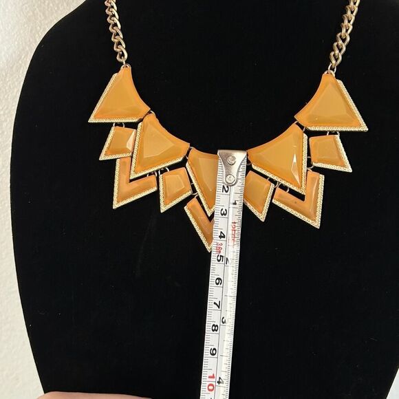 Sophia and Kate Yellow Orange Goldtone Triangle Geometric 18” Statement Necklace - Picture 4 of 6